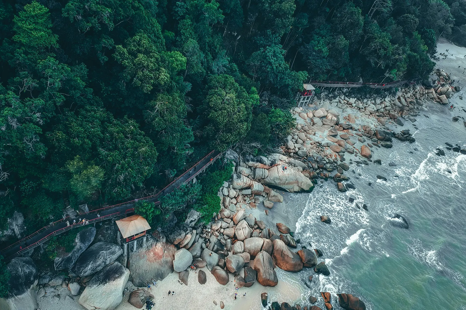 Sea cliffs and mangrove boardwalk in Langkawi Geopark